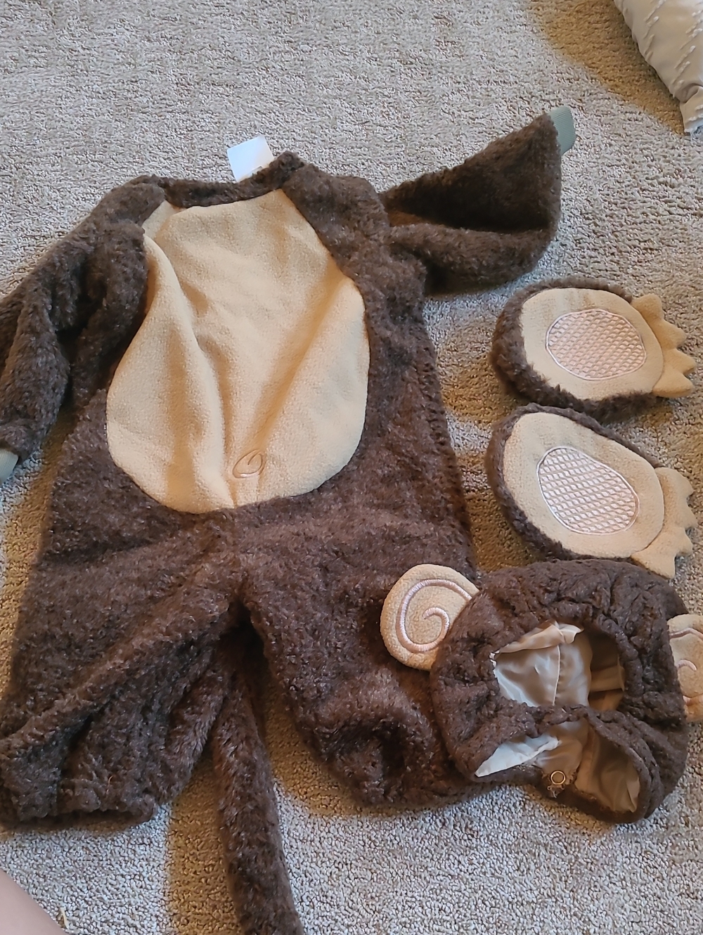 6-12 Month Brown Monkey One-Piece Costume with Matching Hat and Feet